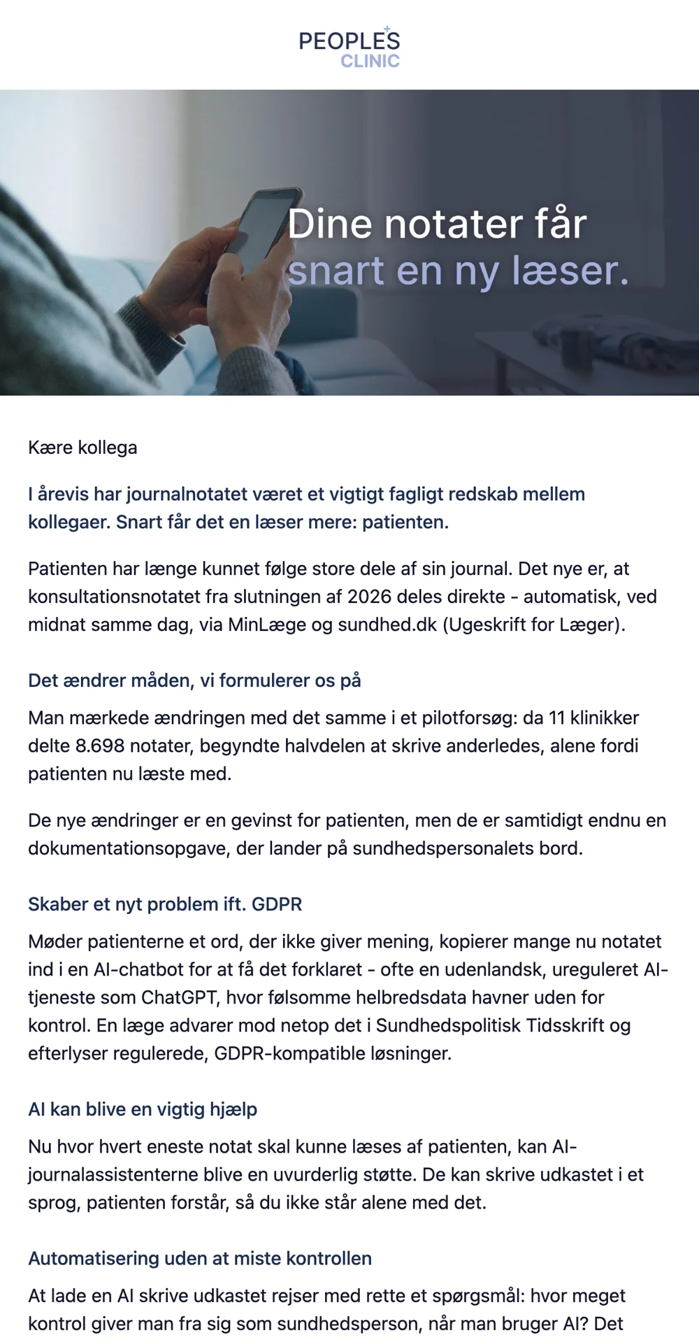 Nyhedsmail fra People’s Clinic
